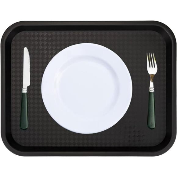 12 Pack Plastic Serving Trays Fast Food Trays Cafeteria Kitchen Party Black - Picture 6 of 8